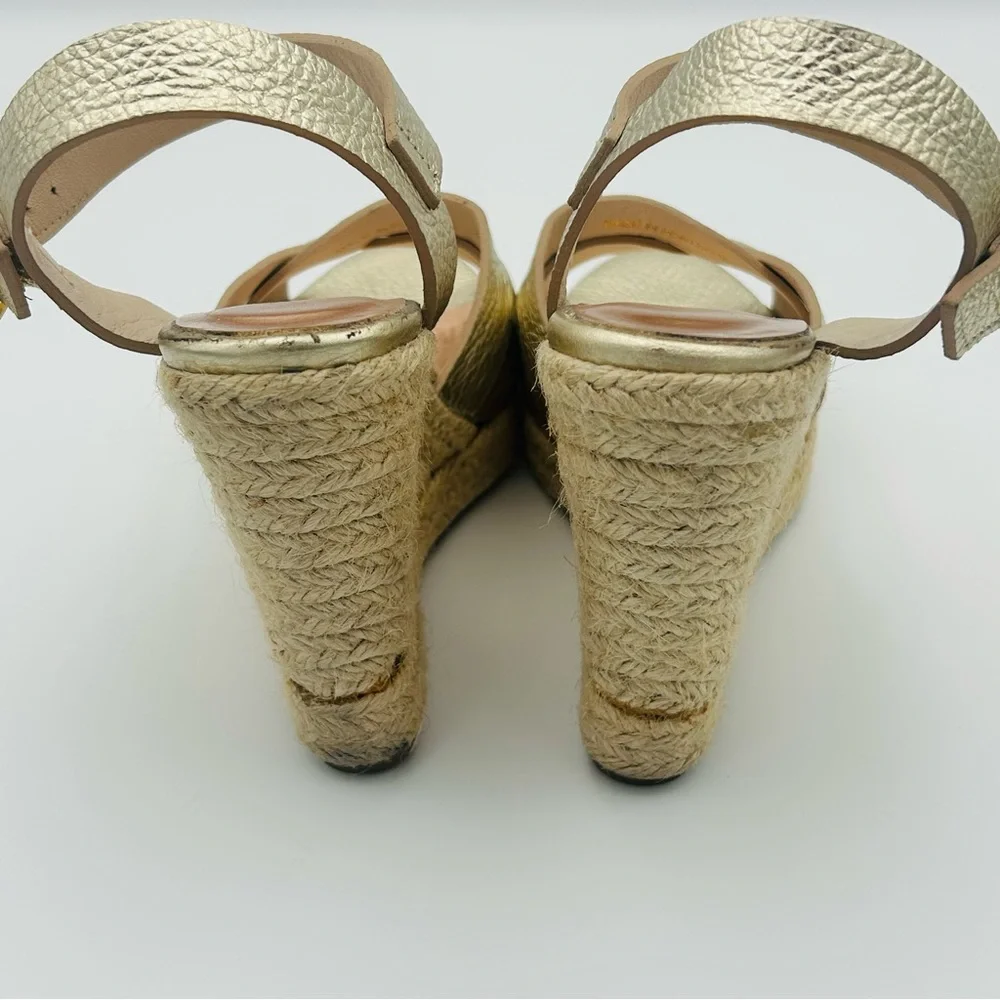 Ted Baker Metallic Gold Espadrille Wedge Sandals